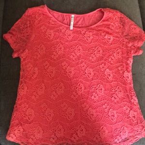 Coral colored lace top